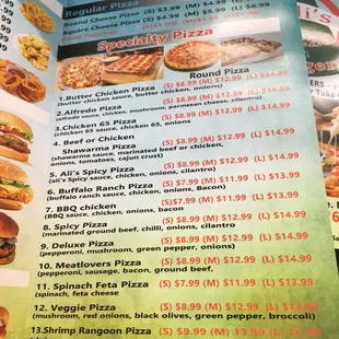 a menu for a restaurant