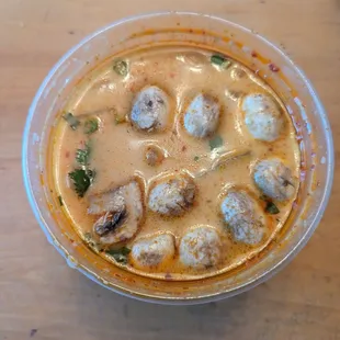 Tom Kha - Delicious! Hit the spot, especially when fighting a cold. Mild spice was right on! The chicken was nice white meat and very tender