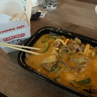 Pad C8. Pad Ped Curry with beef