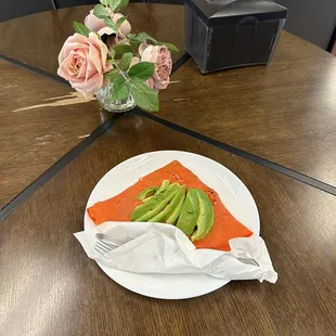 Crepe filled with ham, cheese and egg!  The BEST ever!