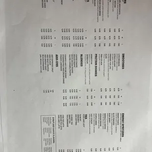 Drink menu yummy