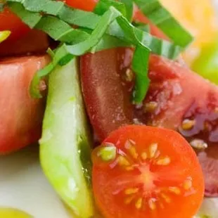 a close up of a salad