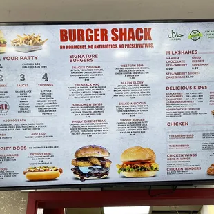 Burger shack menu