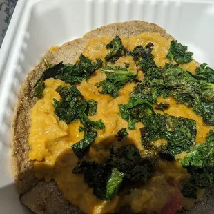 Squash puree on teff bread.