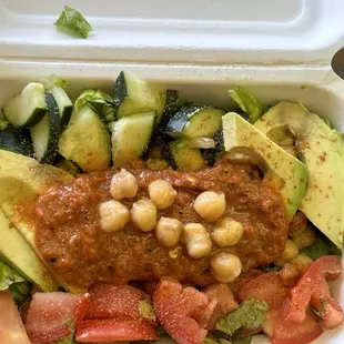Roasted red pepper chickpea salad.