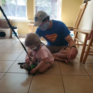 Ferret on a leash - high energy and super fun (not nippy like some ferrets)