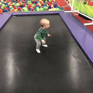 Foam pit and trampoline