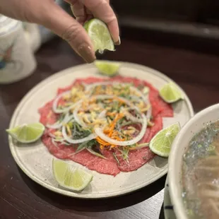 Beef carpaccio wagyu pho