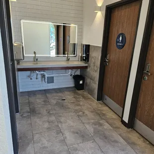Restrooms have shared sink... and mouthwash