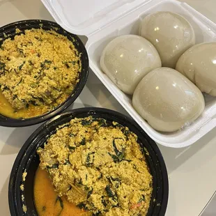 Fufu of Choice With Egusi Soup and Protein