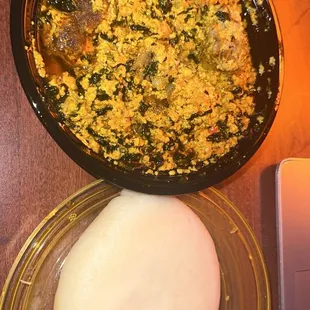 Fufu of Choice With Egusi Soup and Protein