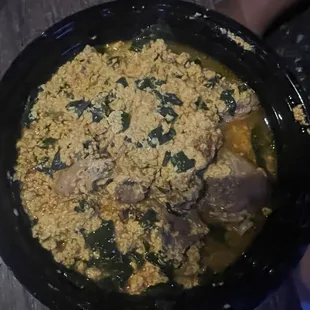 A Small Bowl of Egusi Soup with 2 Proteins