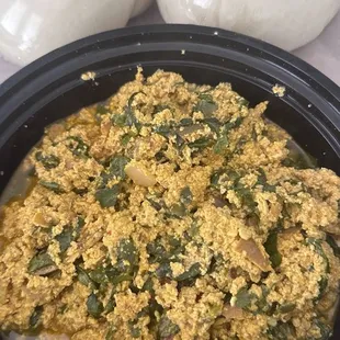 Egusi with yam fufu