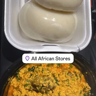 Fufu of Choice With Egusi Soup and Protein