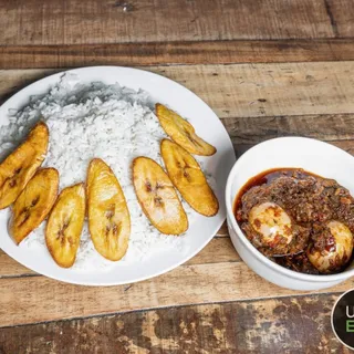 White Rice With Ofada Stew