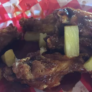 Dried out Hawaiian wings....I guess the pineapple was the Hawaiian part.