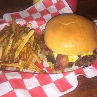 Bacon Cheese Burger with Fries!  Great Burger!