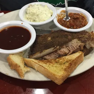 Rib platter with two side.. My mom said best baked beans !