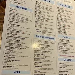 Dinner menu