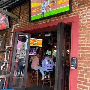 Outdoor patio watching football