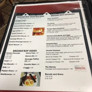 Breakfast menu.