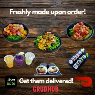 a variety of sushi dishes