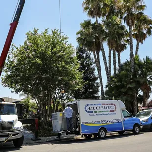 All Climate Air delivering a new package unit to a client.