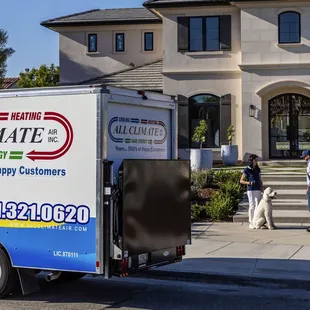 All Climate Air technician arriving at a clients residence.
