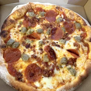 Pepperoni and sausage personal pizza