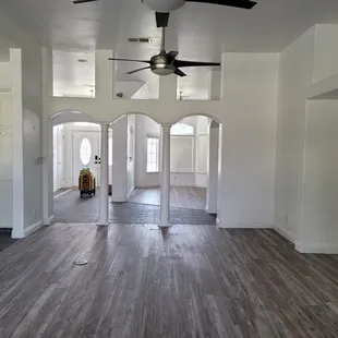 Walls painted and cleaned, new appliances installed, courtesy of Tina and her platoon.