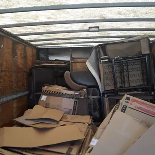 Loading up cardboard at Furniture store