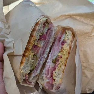 Cuban Panini ($9.25) - 3 stars. Mostly seems to be deli meat, for me it had too many pickled things. Sat lunch 2024-07-20
