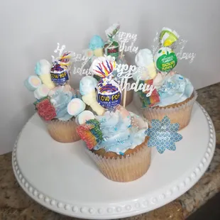 cupcakes decorated with candy