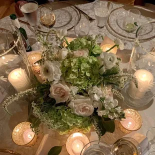 Table arrangements and floral done by Cheryl on Bob's team