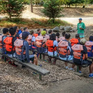 Rafters getting their pre-trip orientation before rafting on the South Fork American River.