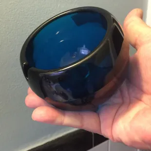 Recently I found a very collectible and desirable 1960s glass ashtray. Viking glass company. Bluenique color.