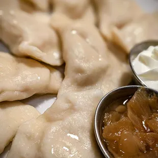 A dozen pierogi with 3 different fillings. A guess in every bite
