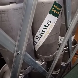 kegs stacked on top of each other