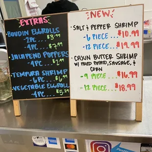 New menu items