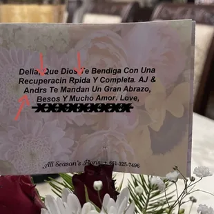 The card with the misspellings.