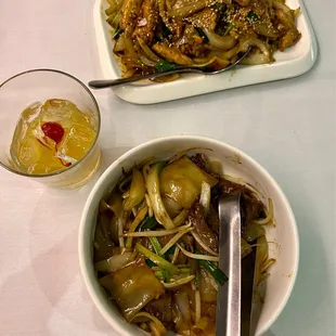 Mongolian Sesame Chicken + Chow Foon Beef Stir-fry + Mai Tai