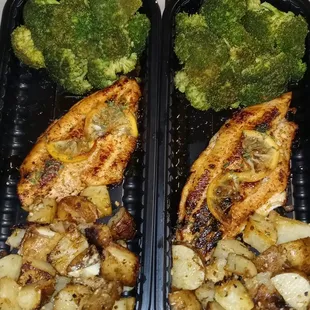 Meal prep  Grilled Blackened Catfish with Steamed Broccoli and Roasted Potatoes