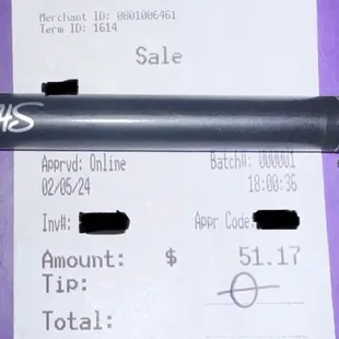 Secondary Receipt