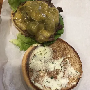 The West Burger was good.  Not worth $10.  But look how they skimped me on the cream cheese?  I had to ask for more