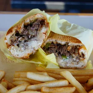 philly cheesteak with fries