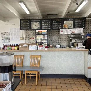 Inside, cannot eat inside during Covid