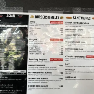 Burgers, melts, and sandwiches