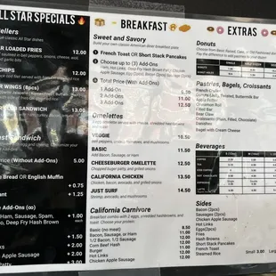 Breakfast menu
