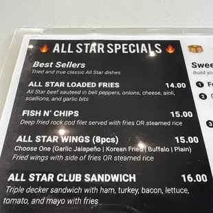 menu
