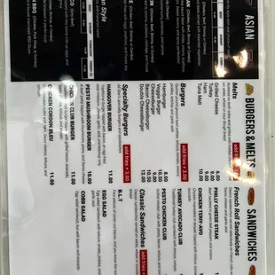 menu